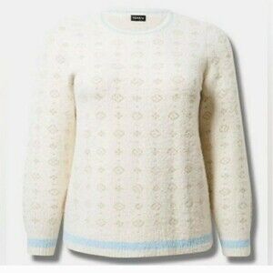 Torrid Plus Size 3 White Gemmie Pullover Sweater - Lurex Eyelash Knit